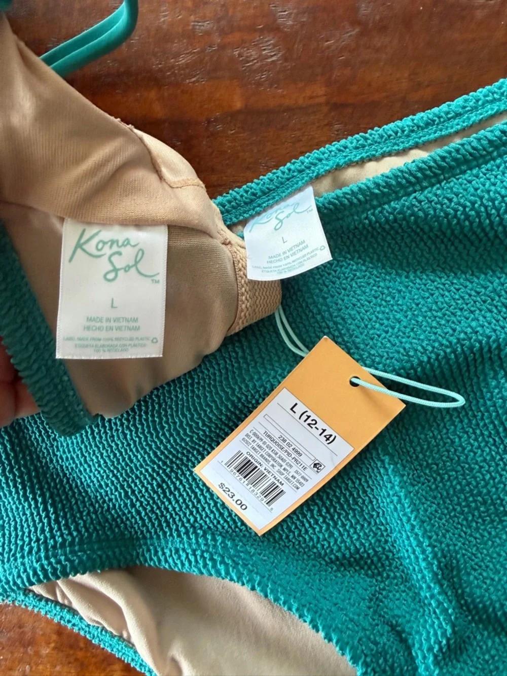 Kona Teal Textured Two-Piece Bikini Set